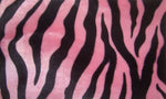 Load image into Gallery viewer, Zebra Velboa Pink/black short pile fabric per yard 60” wide
