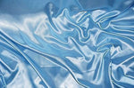 Load image into Gallery viewer, charmouse satin polyester fabric  60"wide DRESS Gown Baby blue solid silky shinny
