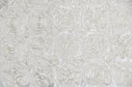 Load image into Gallery viewer, Ivory satin Rosette 3D Flower drapery fabric BY THE YARD 54" Wide
