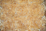 Load image into Gallery viewer, Gold satin Rosette 3D Flower drapery fabric BY THE YARD 54" Wide
