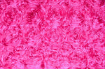 Load image into Gallery viewer, Hot pink satin Rosette 3D Flower drapery fabric BY THE YARD 54" Wide
