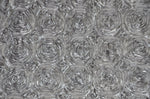 Load image into Gallery viewer, Silver satin Rosette 3D Flower drapery fabric BY THE YARD 54" Wide
