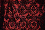 Load image into Gallery viewer, Damask taffeta velvet flocked burgundy dress home decor apparel curtains by the yard
