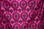 Load image into Gallery viewer, Damask taffeta velvet flocked fuchsia dress home decor apparel curtains by the yard
