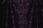 Load image into Gallery viewer, Plum Elegant Damask Taffeta Fabric with Velvet Flocked Design – Wedding &amp; Home Décor Fabric 58” wide
