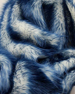 Load image into Gallery viewer, Faux Fur fake White With navy Frosted tips fabric 60" Wide sold by the yard
