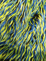 Load image into Gallery viewer, 58"  Wide Fur faux, Black lime blue spike Upholstery Fabric by the yard

