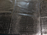 Load image into Gallery viewer, Apparel clothing Vinyl Leather Crocodile Wally Black embossed Faux bags fabric sold per yard 54" Wide
