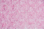 Load image into Gallery viewer, Satin Rosette Pink 3D Flower drapery fabric BY THE YARD 54" Wide
