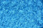 Load image into Gallery viewer, turquoise satin Rosette 3D Flower drapery fabric BY THE YARD 54" Wide
