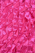Load image into Gallery viewer, Round petal leaf circles taffeta fuchsia embroidery linens tablecloth fabric dress decor per yard
