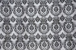 Load image into Gallery viewer, Damask taffeta flocking white/ black fabric by the yard 60” wide
