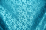 Load image into Gallery viewer, Aqua Jacquard fabric Satin Floral 58" wide per yard
