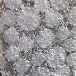 Load image into Gallery viewer, Ivory Sequin Taffeta Ribbon rosette Cord 4083 Fabric 58 inches Width By The Yard
