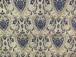 Load image into Gallery viewer, Chenille Navy Damask Upholstery fabric by the yard 57" Wide
