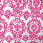 Load image into Gallery viewer, Taffeta Fuchsia white Flocking Damask fabric per yard
