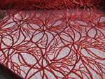 Load image into Gallery viewer, Red, Tiny Sequin, Embroidered, Lace, Mesh, Mechanical Stretch, Fabric 52" Sold By the Yard, Wedding, Prom, Dresses, Lingerie, Pageant
