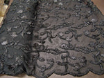 Load image into Gallery viewer, Ribbon Embroidery BLACK Scalloped Edge Lace Fabric Perfect for Wedding Dress and Prom Mechanical Stretch Sold By the Yard 50" Width
