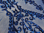 Load image into Gallery viewer, Victorian SWEETHEART Damask 4-Way Stretch Mesh Lace ROYAL BLUE
