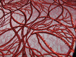 Load image into Gallery viewer, Red, Tiny Sequin, Embroidered, Lace, Mesh, Mechanical Stretch, Fabric 52" Sold By the Yard, Wedding, Prom, Dresses, Lingerie, Pageant
