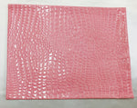 Load image into Gallery viewer, Pink Crocodile Vinyl Placemat | Luxury Faux Leather Table Mat | 14” x 14” Decorative Placement
