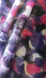 Load image into Gallery viewer, 58"  Wide Festive, Purple, Fuchsia, Black, White Mottled Faux Fur Upholstery Fabric by the yard
