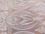 Load image into Gallery viewer, Victorian Egg/Tulip, White, Big Print, Sequin, 4-way Stretch, Fabric 54" Sold By the Yard, Wedding, Prom, Dresses, Lingerie, Pageant
