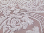 Load image into Gallery viewer, Victorian Egg/Tulip, White, Big Print, Sequin, 4-way Stretch, Fabric 54" Sold By the Yard, Wedding, Prom, Dresses, Lingerie, Pageant
