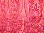 Load image into Gallery viewer, Victorian Egg/Tulip, Fuchsia, Big Print, Sequin, 4-way Stretch, Fabric 54" Sold By the Yard, Wedding, Prom, Dresses, Lingerie, Pageant
