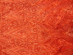 Load image into Gallery viewer, GEO GARDEN RED Sequin Mesh Polyester Large Print Fancy Elegant Fabric By the Yard 55 " Wide
