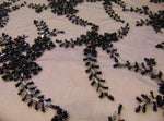 Load image into Gallery viewer, BLACK PARISIAN  Beaded Lace fabric Scalloped Edges By the Yard 54 " Wide
