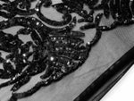 Load image into Gallery viewer, KARMA, Black (Black Mesh), Big Print, Sequin, 4-way Stretch, Fabric 55" Sold BTY
