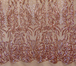 Load image into Gallery viewer, KARMA, Rose Gold (Nude Mesh), Big Print, Sequin, 4-way Stretch, Fabric 55" Sold By the Yard
