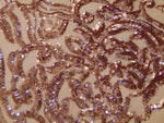 Load image into Gallery viewer, KARMA, Rose Gold (Nude Mesh), Big Print, Sequin, 4-way Stretch, Fabric 55" Sold By the Yard
