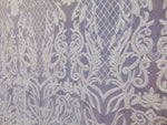 Load image into Gallery viewer, KARMA, White (White Mesh), Big Print, Sequin, 4-way Stretch, Fabric 55" Sold By the Yard
