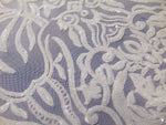Load image into Gallery viewer, KARMA, White (White Mesh), Big Print, Sequin, 4-way Stretch, Fabric 55" Sold By the Yard
