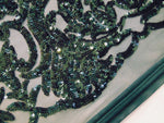 Load image into Gallery viewer, KARMA, Emerald, Big Print, Sequin, 4-way Stretch, Fabric 54" Sold By the Yard
