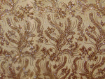 Load image into Gallery viewer, BALI, Gold on eggnog mesh, 4-Way Stretch Mesh Lace Tiny Sequin Fabric 56" Sold By the Yard
