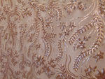 Load image into Gallery viewer, BALI Matte Copper (Nude Mesh) 4-Way Stretch Mesh Lace Tiny Sequin Fabric 56" Sold By the Yard
