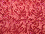Load image into Gallery viewer, BALI Fuschia 4-Way Stretch Mesh Lace Tiny Sequin Fabric 56" Sold By the Yard
