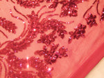 Load image into Gallery viewer, BALI Fuschia 4-Way Stretch Mesh Lace Tiny Sequin Fabric 56" Sold By the Yard

