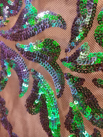 Load image into Gallery viewer, SUTRA, Mermaid Green/blue, 2 tone, Big Print, Sequin, 4-way Stretch, Fabric 54" Sold By the Yard
