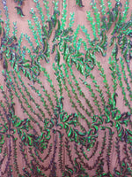 Load image into Gallery viewer, SUTRA, Mermaid Green/blue, 2 tone, Big Print, Sequin, 4-way Stretch, Fabric 54" Sold By the Yard
