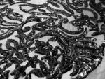 Load image into Gallery viewer, KARMA, Black (Black Mesh), Big Print, Sequin, 4-way Stretch, Fabric 55" Sold BTY
