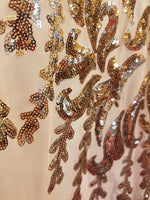 Load image into Gallery viewer, SUTRA ,gold tone, Big Print, Sequin, 4-way Stretch, Fabric 55" Sold By the Yard
