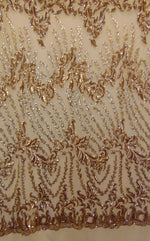 Load image into Gallery viewer, SUTRA Gold on mesh, Big Print Sequin, 4-way Stretch, Fabric 54" Sold By the Yard
