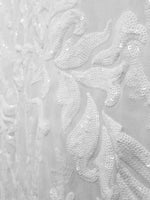 Load image into Gallery viewer, SUTRA ,WHITE, Big Print, Sequin, 4-way Stretch, Fabric 54" Sold By the Yard
