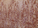 Load image into Gallery viewer, KARMA, Rose Gold (Nude Mesh), Big Print, Sequin, 4-way Stretch, Fabric 55" Sold By the Yard
