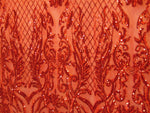 Load image into Gallery viewer, KARMA, Red, Big Print, Sequin, 4-way Stretch, Fabric 55" Sold By the Yard
