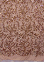 Load image into Gallery viewer, BALI Bronze (Dusty Rose Mesh) 4-Way Stretch Mesh Lace Tiny Sequin Fabric 56" Sold By the Yard
